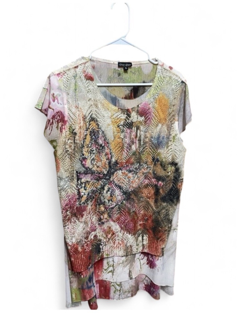 VTG 2000s Dor Dor Couture Dress Anthropologie Mixed Media Artsy Layered Colorful